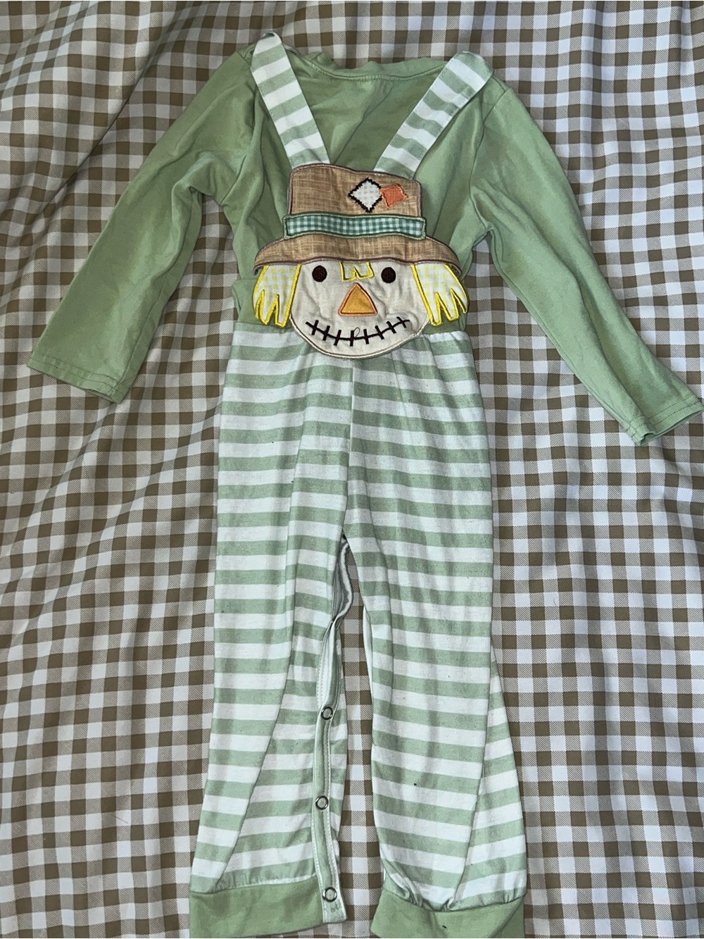 Kids Green Striped Scarecrow Matching Set